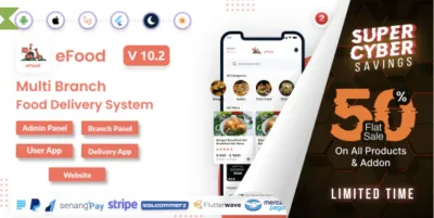 install eFood - Food Delivery App with Laravel Admin Panel + Delivery Man App